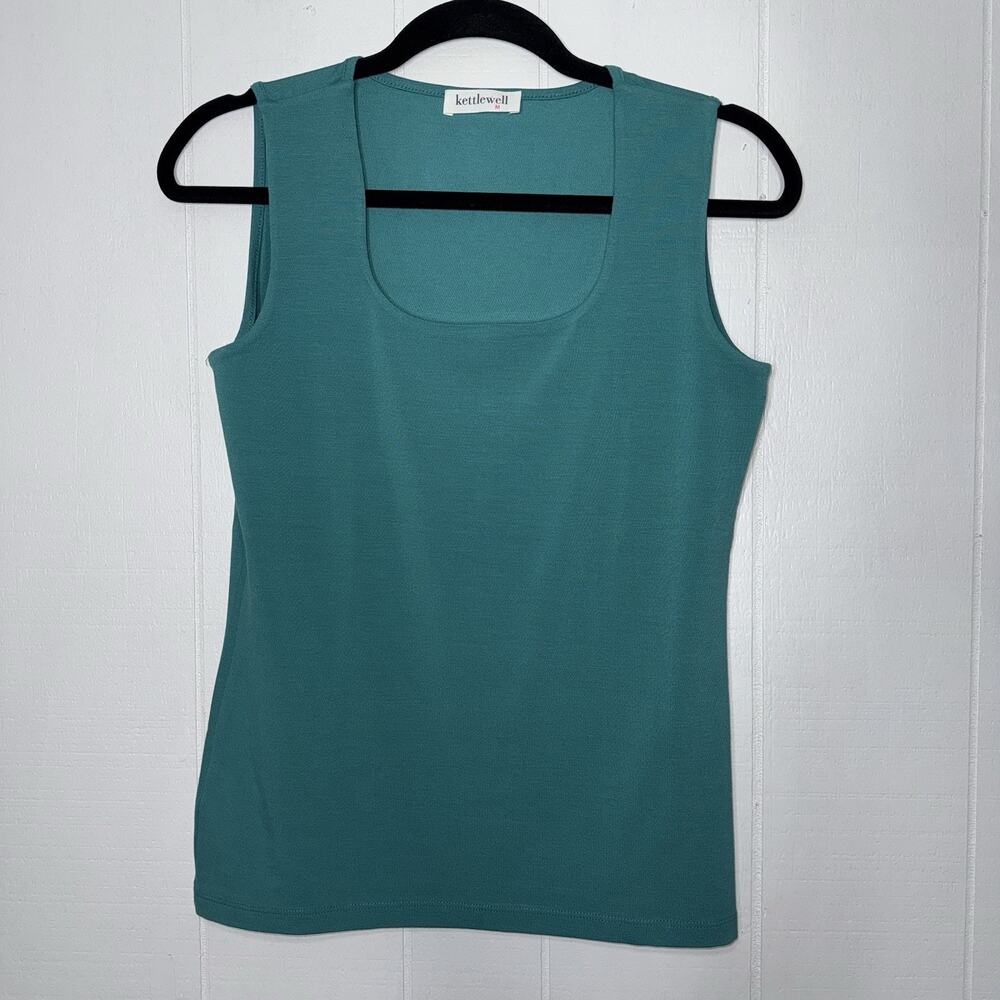 Kettlewell Women’s Square Neck Stretch Tank Top Teal Size Medium